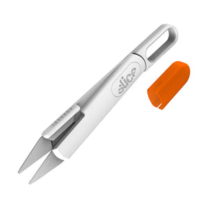 Knife with orange blade cover on a white background